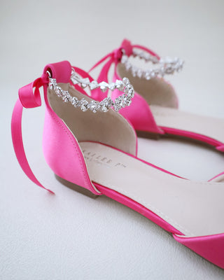 Fuchsia Bridesmaids Satin Flats