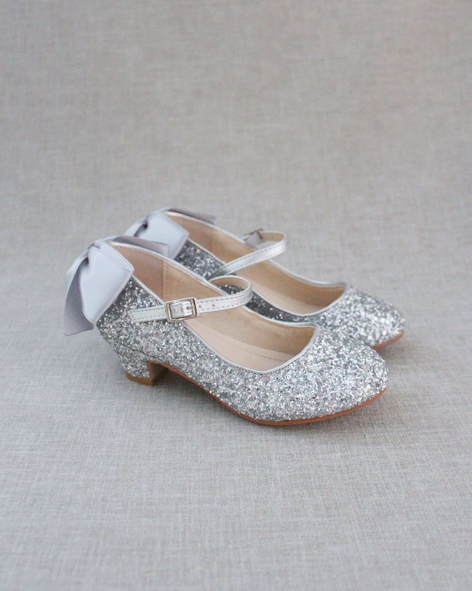 Rock Glitter Mary Jane Heels with Satin Bow for Girls Rock Glitter Mary Jane Heels with Satin Bow for Girls