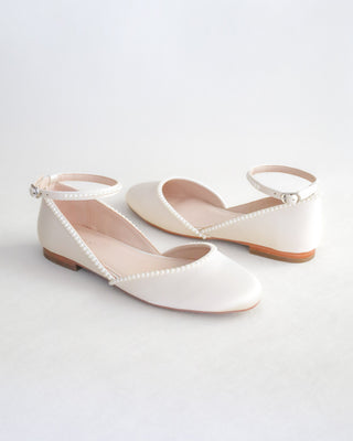 Bridal Round Toe Flat with Mini Pearls