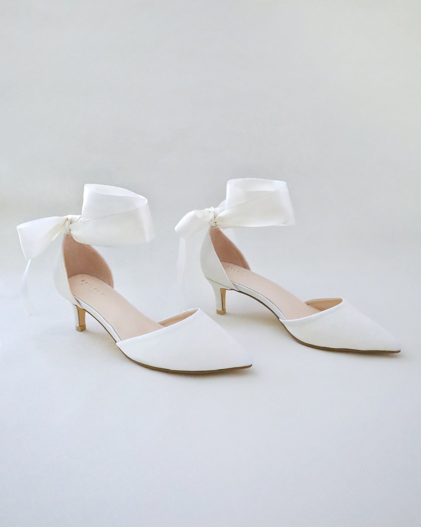 Satin Pointy Toe Low Heels Wedding Shoes, Wedding Heel, Bridal Shoes ...