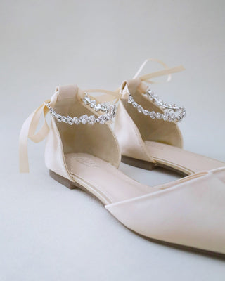 Champagne Bridesmaids Satin Flats