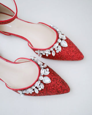 Red Glitter Bridesmaids Flats