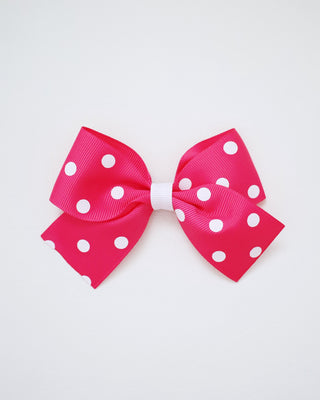 White Rock Glitter Mary Jane Flats with Fuchsia Polka Dot Grosgrain Bow