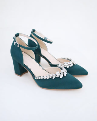 Marquise Rhinestone Block Heel Evening Shoes