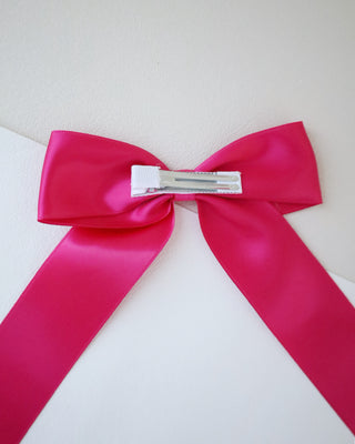 fuchsia satin long tail hair clip