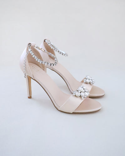 champagne wedding high heel with rhinestones