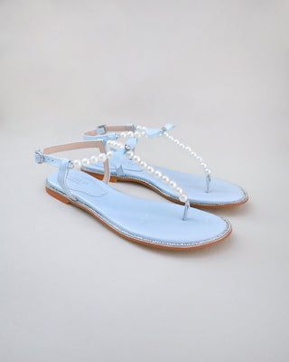Light Blue Bridal Flat Sandals