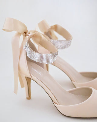 Satin Evening Heels with Rhinestones StrapWomen Shoes