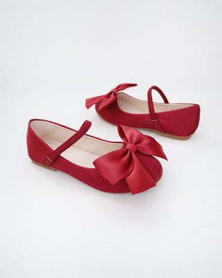 Satin Mary Jane Flats with Front Satin Bow