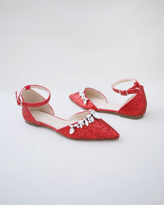 Red Glitter Bridesmaids Flats