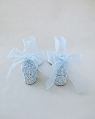 Crochet Lace Block Heel Wedding Sandals with Wrapped Ankle TieWomen Shoes