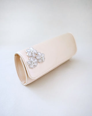 Satin Evening Clutch with Chassia FlowersClutch