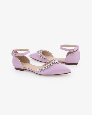 Satin Pointy Toe Evening Flats with Starlet Rhinestones EmbellishmentsWomen Shoes