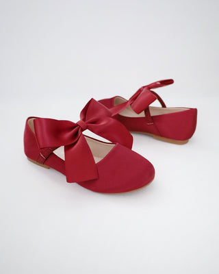Satin Mary Jane Flats with Satin Bow