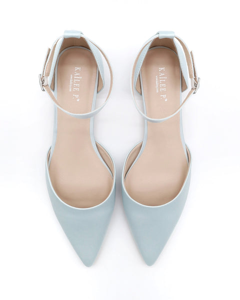 靴 Le Talon POINTED LACE COMBINATION FLAT CHIKO Jalyn Pointy Toe Block Heels Mary Jane Shoes