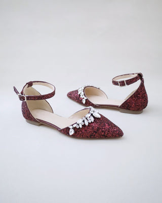 Burgundy Glitter Bridesmaids Flats