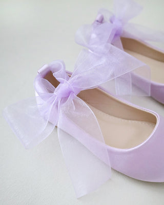 Satin Ballet Flats with Ankle Tie or Ballerina Lace UpKids Shoes