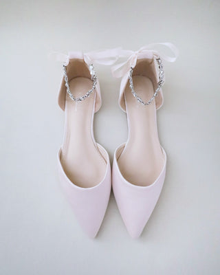 Dusty Pink Bridesmaids Satin Flats