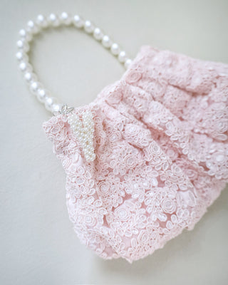 Cleo Pearl Lace Mini Pouch with Pearl InitialClutch