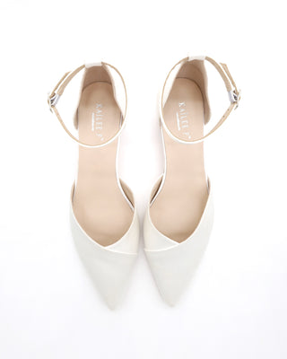 white classic wedding shoes with low block heels