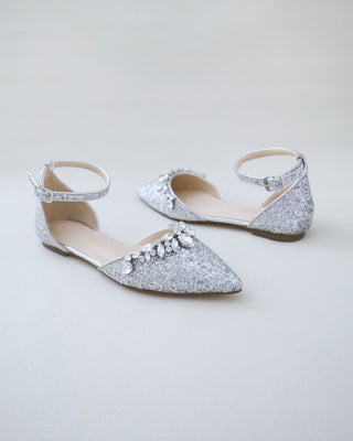 Silver Glitter Bridesmaids Flats