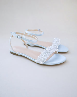 Satin Wedding Flat Sandal with Perla Applique