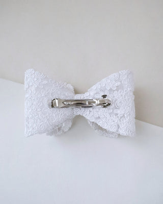 white oversized crochet lace wedding hair barrette