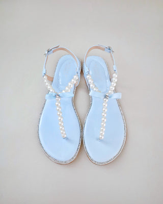 Light Blue Bridal Flat Sandals