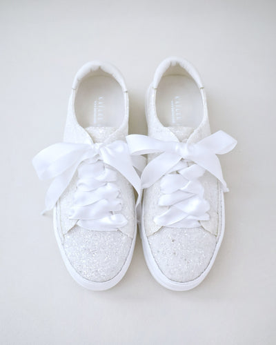 White Rock Glitter Wedding Sneakers with Satin Lace