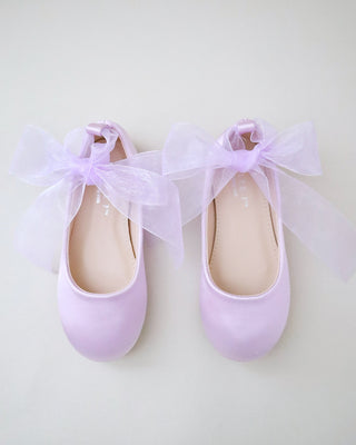 Satin Ballet Flats with Ankle Tie or Ballerina Lace UpKids Shoes