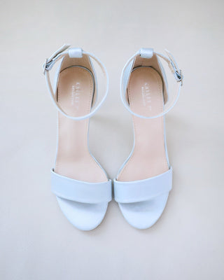light blue satin high heel wedding sandals