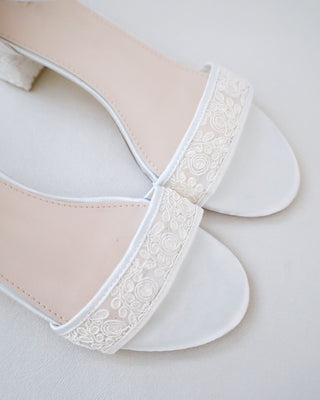 ivory crochet lace wedding heel sandals
