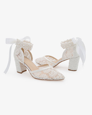 Lace Block Heel For Weddings with Perla Ankle StrapWomen Shoes