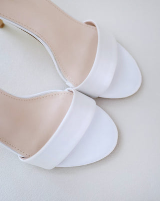 white satin high heel wedding sandals