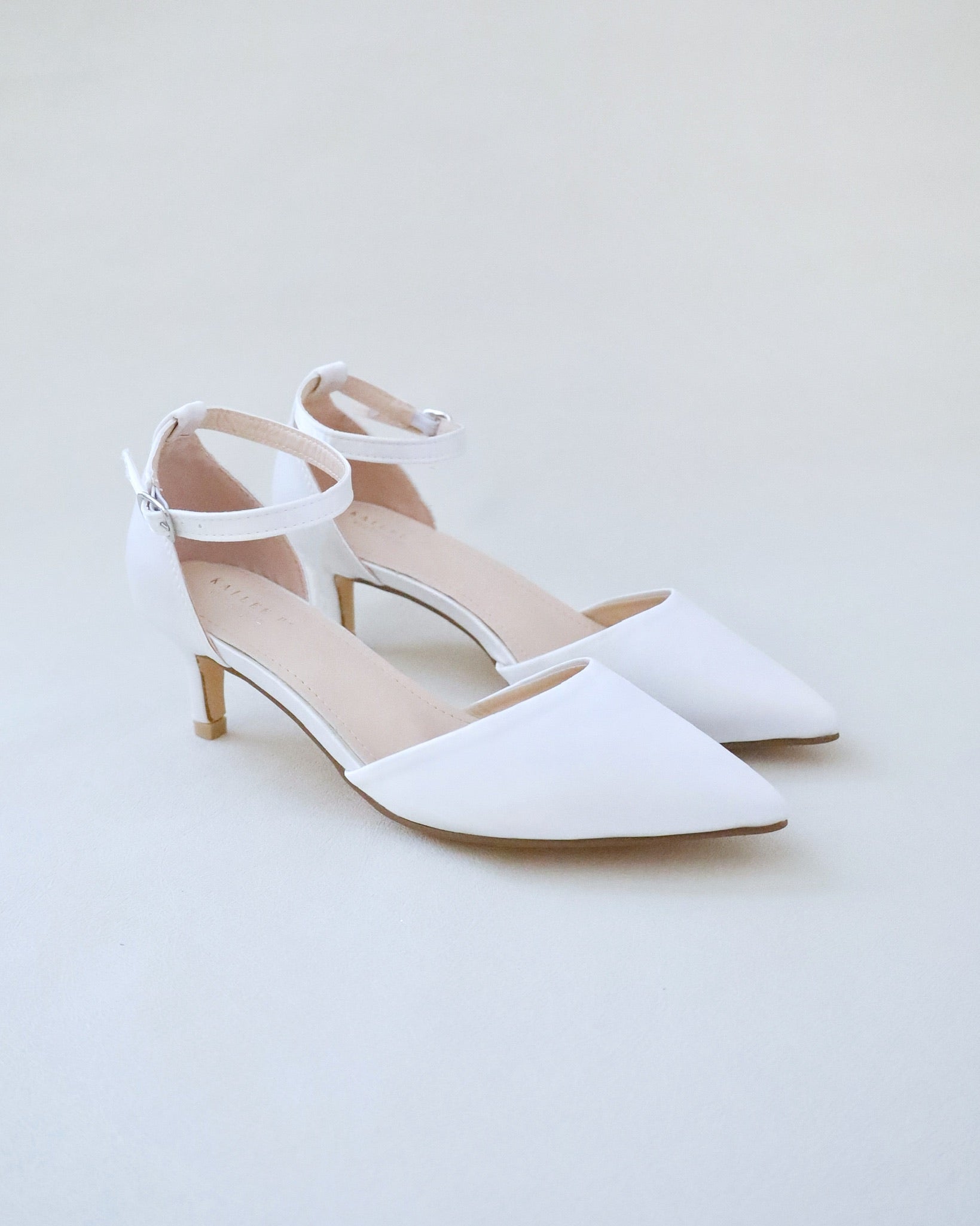 Satin Pointy Toe Low Heels Wedding Shoes, Wedding Heel, Bridal Shoes