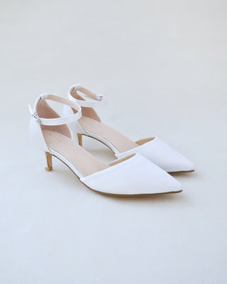 ivory satin bridal low heels shoes