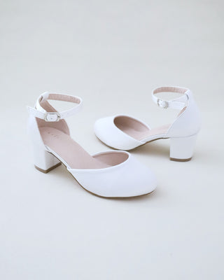 Girls Satin Block Heel