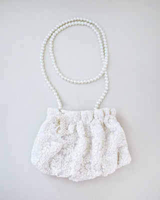 Cleo Pearl Lace Mini Pouch with Pearl InitialClutch