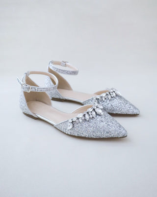 Silver Glitter Bridesmaids Flats