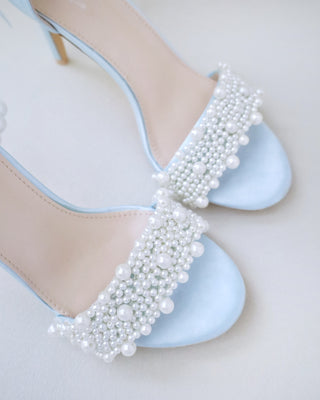 light blue pearls wedding high heel