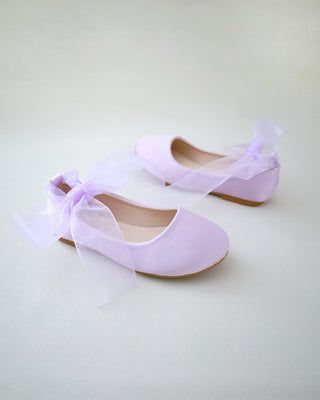 Satin Ballet Flats with Ankle Tie or Ballerina Lace UpKids Shoes
