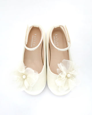 Satin Ballet Flats with Ophelia Flowers