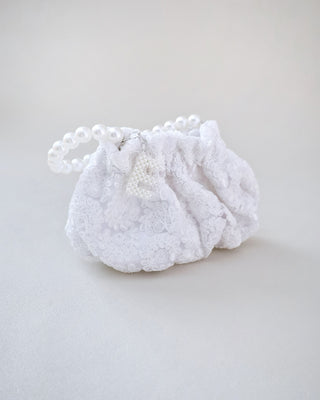Cleo Pearl Lace Mini Pouch with Pearl InitialClutch