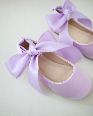 Satin Ballet Flats with Ankle Tie or Ballerina Lace Up