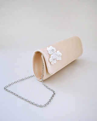 Satin Evening Clutch with Chassia FlowersClutch