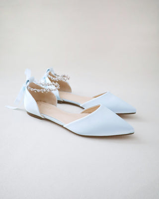 Light Blue Wedding Flat with Amaryllis Strap