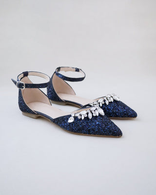 Navy Glitter Bridesmaids Flats