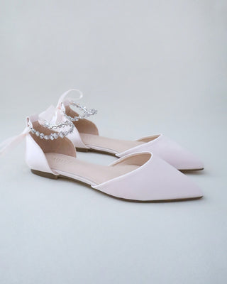 Dusty Pink Bridesmaids Satin Flats