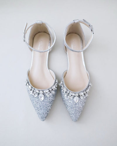 Silver Glitter Bridesmaids Flats