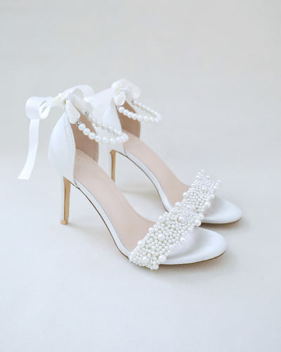 ivory pearls wedding high heel